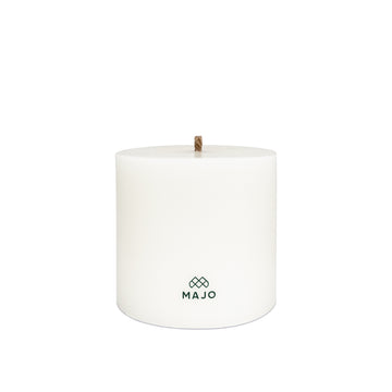 MAJO 20 cm large outdoor garden candle with grey MAJO logo and thick wick
