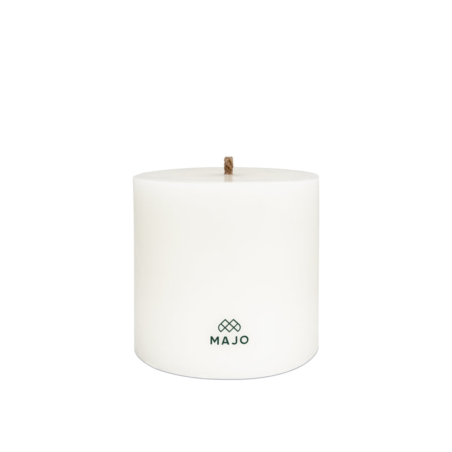 MAJO 20 cm large outdoor garden candle with grey MAJO logo and thick wick